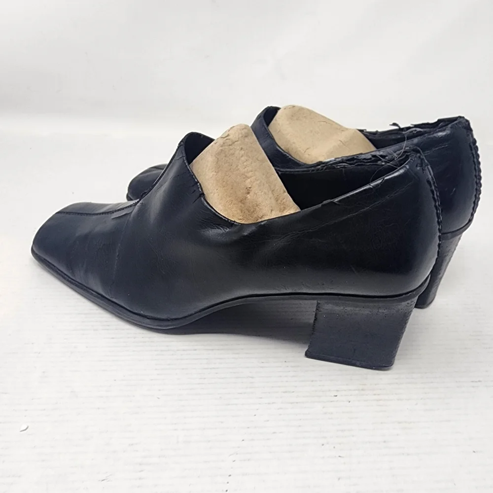Vintage‎ Black Liz Claiborne Flex Leather Block Heels Comfy Work Shoes Size 8.5